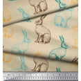thumbnail image 3 of Soimoi Orange Poly Crepe Fabric Rabbit Animal Print Fabric by the metre 42 Inch Wide, 3 of 3