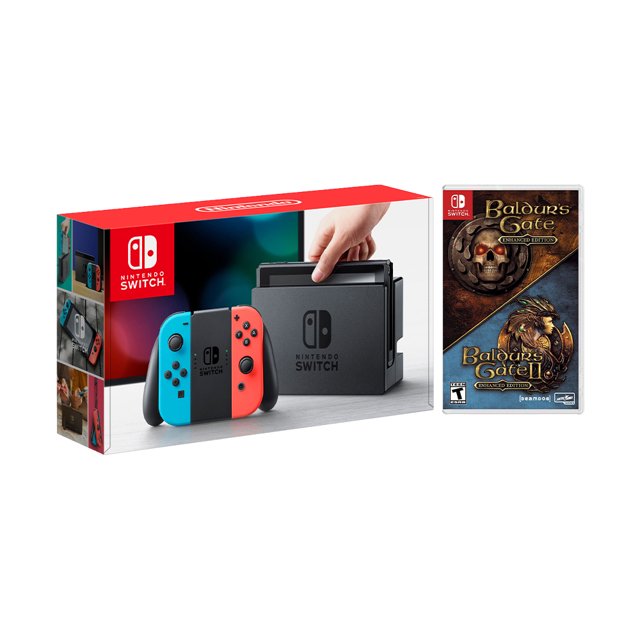Nintendo Switch Red/Blue Joy-Con Console Bundle with Baldur's Gate Enhanced Edition/Baldur's Gate II Enhanced Edition Bundle NS Game Disc - 2019 New Game!