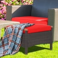 thumbnail image 3 of Gymax 2PCS Patio Ottomans Wooden Handles Rattan Knitting Foot Pedal Red, 3 of 9
