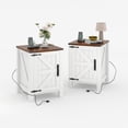 thumbnail image 4 of AKDSteel Farmhouse Nightstand With Usb Charging Station, Rustic 18" Bedside Table With Sliding Barn Door And Two-Tier Storage, 4 of 8