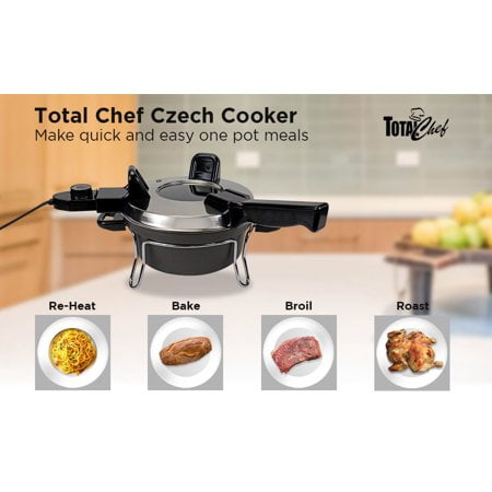 Total Chef Cuiseur Tchèque Four Électrique, Multicuiseur à une Casserole (3 Litres) - Noir