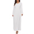 thumbnail image 5 of AherBiu Robe Maxi à Manches Longues pour Femmes, Col Ras du Cou, T-Shirt Basique, Décontractée, Ample, Grande, 5 of 5