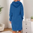 thumbnail image 3 of Longs Chandails à Capuchon pour Femmes 2025 Manches Longues Ourlet Fendu Robe à Capuchon Unie avec Poches Chandail à Capuchon pour Femmes, 3 of 8