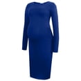 thumbnail image 2 of Robe de Maternité pour Femmes, Robe Midi à Manches Longues et Col Rond avec Fentes Latérales, Robe de Grossesse Douce et Extensible pour Baby Shower et Usage Quotidien, 2 of 6