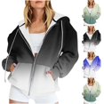 thumbnail image 2 of Timegard Cardigans for Women Zipper Hoodies Sweatshirts Top Gradient Color Casual Loose Pullover Pockets, 2 of 9