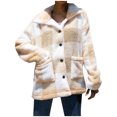 thumbnail image 1 of CEHVOM Women Jacket Solid Jacket Button Pocket Turndown Neck Slim Fit Warm Medium And Long Jacket Clearance, 1 of 6