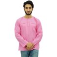 thumbnail image 1 of Atasi Kurta pour Homme à Col Rond en Coton, Manches Retroussables, Chemise Rose Bébé - X-Grand, 1 of 7