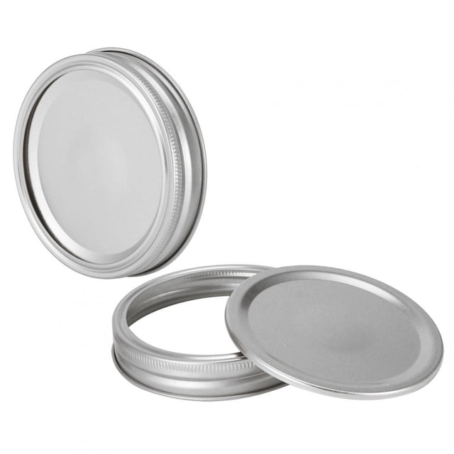 Split-Type Jar Lid, Food Container Sealing Cover Food Grade Canning Lid, For Home 10Pcs 86mm Silver Circular Ring+Cover Plate