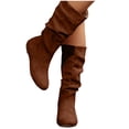 thumbnail image 4 of Styesk Bottes pour Femmes Bottes pour Femmes Mode Décontractée Polyvalente Fermeture Éclair Suède Style d'Automne Tendance de la Mode Bottes Empilées Plates Mi-Mollet Bottes de Travail pour Femmes, 4 of 4