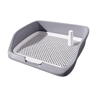 Pet Dog Toilet Pet Pee Toilet Dog Potty Tray Training Pad Holder Dog Potty Pan Cleaning Tool Trainer Corner for Puppy Small Dogs Gray