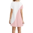thumbnail image 4 of Womens Summer Plus Size Dresses Casual Color Block Patchwork Print Mini Sundress Tunic Round Neck Short Sleeve Dress, 4 of 5