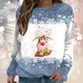 thumbnail image 1 of Chemises pour Femmes, Chemise de Noël à Manches Longues, Col Rond, Décontractée, Ample, Imprimé Élan, Chandail, Manches Longues, Tendance, en Liquidation, 1 of 5