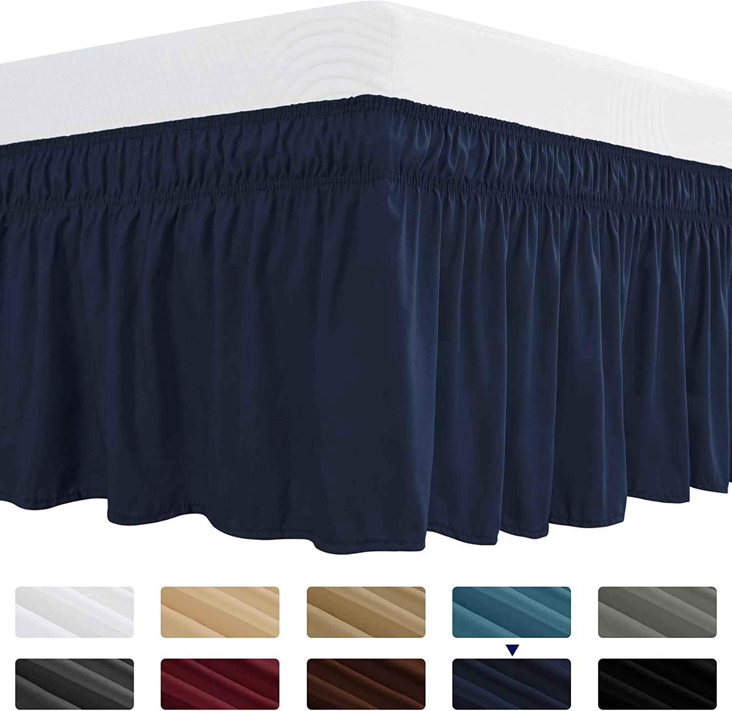 Subrtex Easy Fit Bed Skirts , Wrap Around Dust Ruffle with Long Tailored Drop
