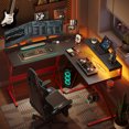 thumbnail image 1 of Bestier L Shaped Gaming Desk Computer Desk with Monitor Stand Red, 1 of 6