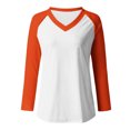 thumbnail image 4 of FAIWAD Women’s Color Block Tunic Top Long Sleeve Patchwork V Neck Plus Size Pullover Top, 4 of 4