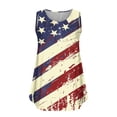 thumbnail image 3 of KIHOUT Plus Size Women's 4th of July Tank Top V Neck Button Sleeveless Front Ruffled Print Tunic Tops Beige 2XL, 3 of 4