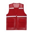 thumbnail image 4 of RUNQHUI Men Women Zipper High Visibility Reflective Safety Vest Construction Work Mesh Fabric Work Clothes Red 170, 4 of 7