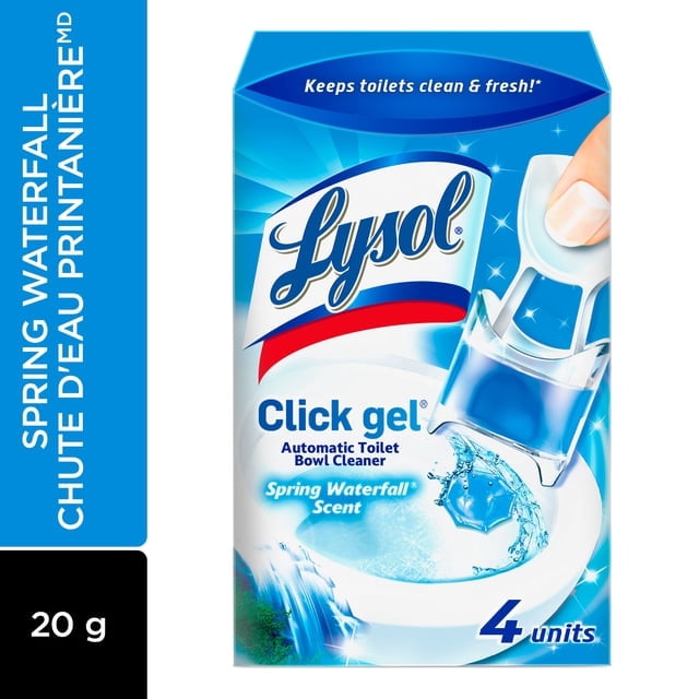 Lysol® Click Gel Toilet Bowl Cleaner, Spring Waterfall Scent, Pack of 4
