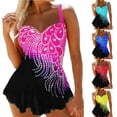 thumbnail image 1 of Maillot de Bain Grande Taille pour Femmes, Maillot de Bain Sans Manches Contrasté, 1 of 5
