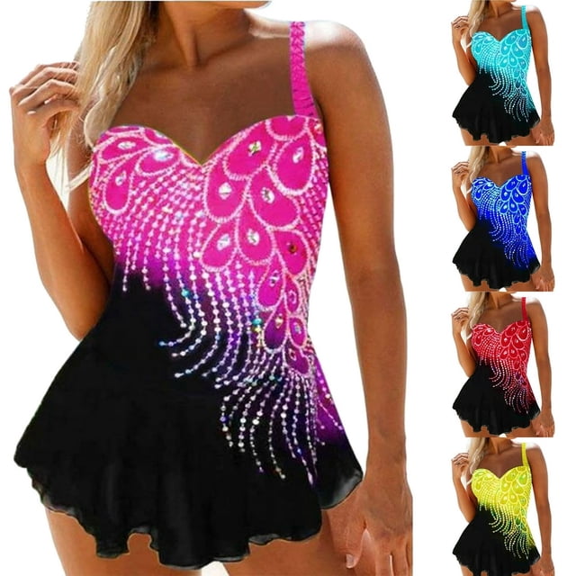 Maillot de Bain Grande Taille pour Femmes, Maillot de Bain Sans Manches Contrasté