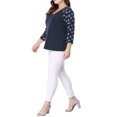 thumbnail image 4 of GRACE & GRANDEUR Women's Plus Size Shirts Blouse V Neck 3/4 Sleeve Floral Raglan Casual Spring Fall Tops 4X Blue, 4 of 8