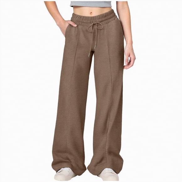 Splozh Boys Girls Plain Cargo Pants Oversized Wide Leg Jogging Bottoms for Girls Straight Leg Trousers with Drawstring Baggy Casual Trousers Children Fashionable Winter Clothing Brown,12-13 Years