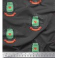 thumbnail image 1 of Soimoi Green Poly Georgette Fabric Jar & Happy Valentine Day Text Print Sewing Fabric Yard 52 Inch Wide, 1 of 3