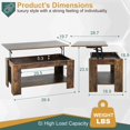 thumbnail image 2 of NiamVelo Table Basse en Bois à Plateau Relevable avec Compartiment Caché et Tablette de Rangement pour Salon, Brun, 2 of 7