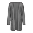 thumbnail image 4 of AherBiu Womens Cardigan Tops Long Sleeve Open Front Mid-Long Outwear with Pockets Spring Clothes, 4 of 7