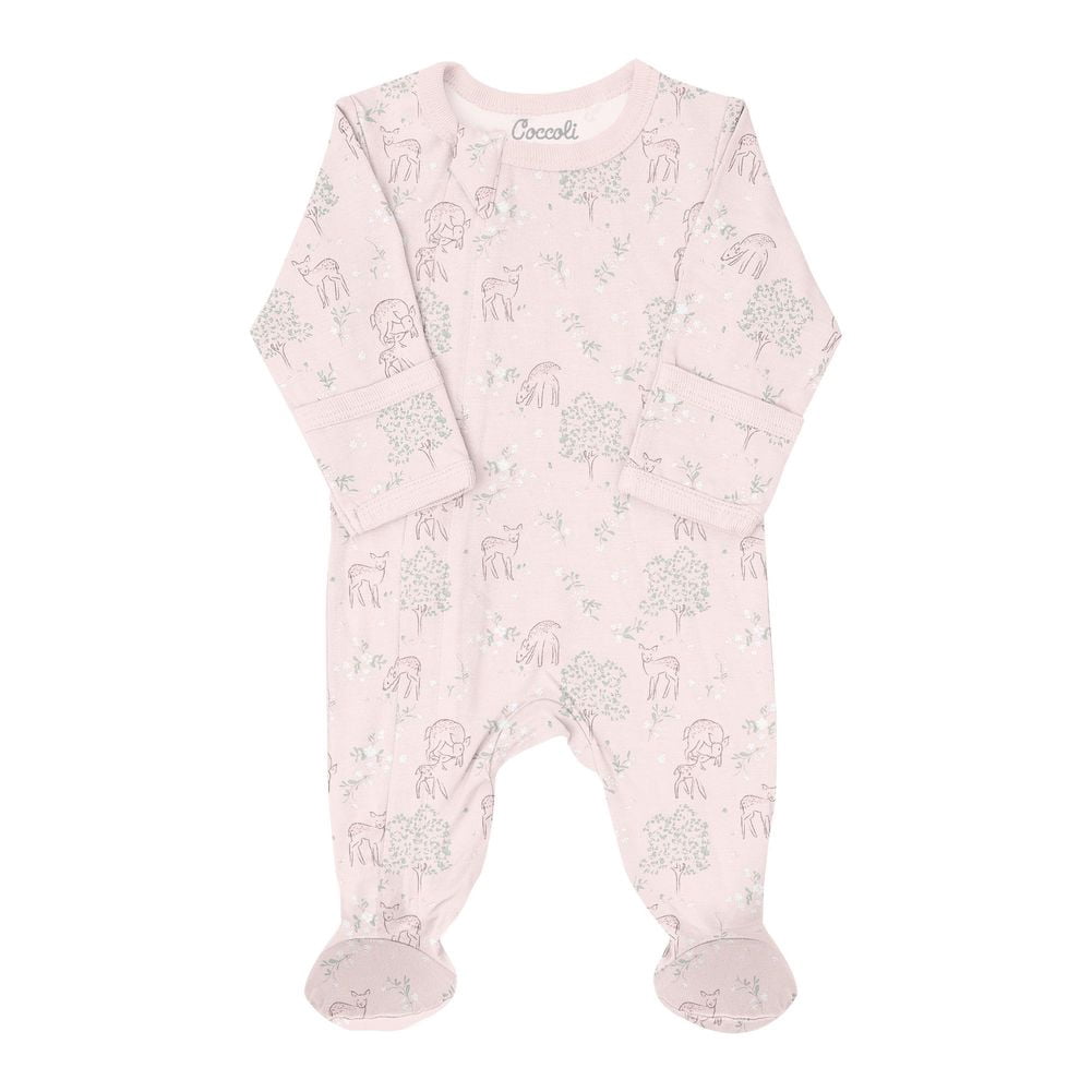 Coccoli Dormeuse à Pieds Zippée en Coton-Modal - Faon Rose (6 Mois, 14-16 Lb)