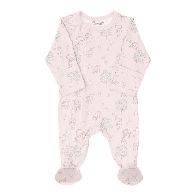Coccoli Dormeuse à Pieds Zippée en Coton-Modal - Faon Rose (3 Mois, 11-13 Lb)