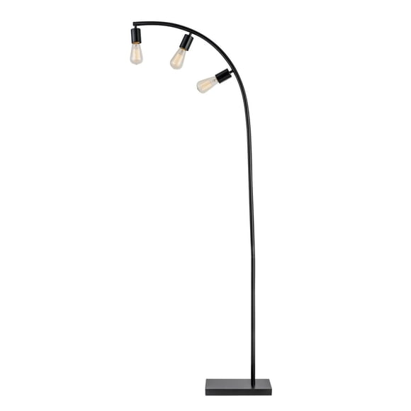 Globe Electric Winslow 70" 3-Light Metal Floor Lamp, Black, Satin Finish, 12950