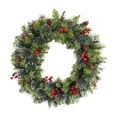 thumbnail image 2 of Couronne de Sapin de Noël Artificielle / Branche en PVC Pré-Éclairée à Piles avec Pommes de Pin, Baies Rouges, Finition Givrée / Décoration de Porte et Fenêtre Intérieure/extérieure / 20cm 30cm 40cm / 1 Pack, 2 of 9