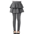 thumbnail image 1 of VINUSLI Girls Skirted Leggings Ruffle Stretchy Athletic Legging with Skirts Elastic Solid Warm School Uniform Pants Gray,7 Years, 1 of 8