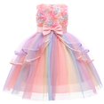 thumbnail image 1 of Yanlir Robe en Gaze pour Filles, Robe en Maille Sans Manches à Col Rond pour Enfants avec Nouveau Motif pour un Style Adorable et Décontracté 6 Mois-13 Ans (Rose, 3-5 Ans), 1 of 3