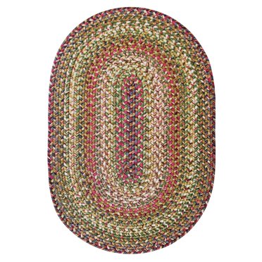 Homespice Décor Tapis Tressé Ovale 27 Pouces x 45 Pouces Forêt Tropicale Ultra Durable