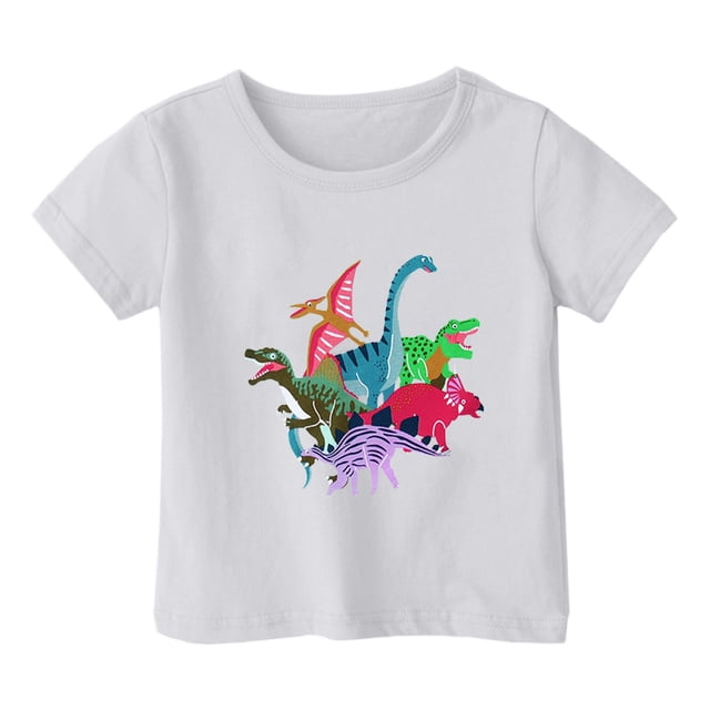 PMVFHDE Hauts Garçons Garçon et Fille Mode Décontractée Imprimé Col Rond Ample T-Shirt à Manches Courtes Haut Blanc, 3-4 Ans