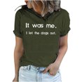 thumbnail image 4 of Penkiiy Hauts d'Été pour Femmes, T-Shirts Amples Unisexes Décontractés à Imprimé Lettre Drôle Manches Courtes Col Rond Blouse Hauts Chemises Drôles TG Vert Armée, 4 of 6