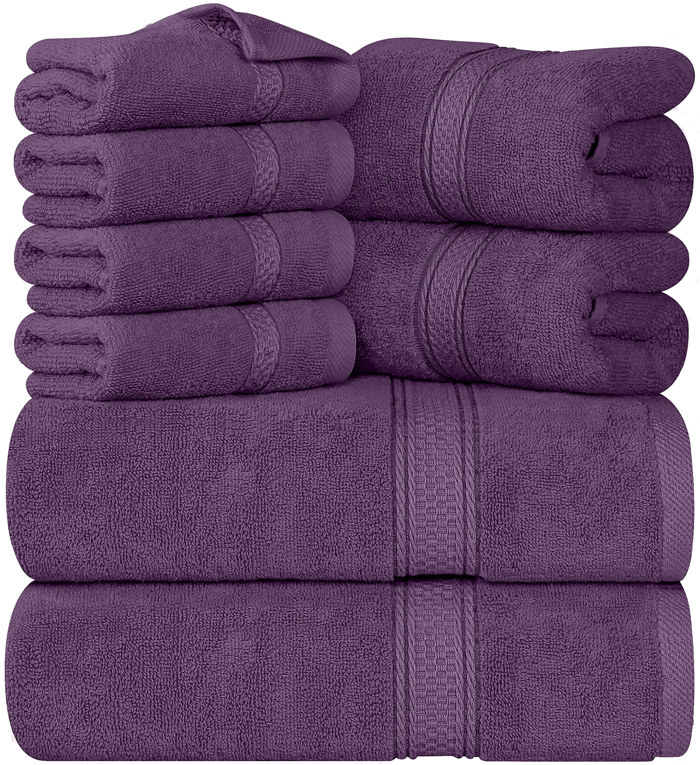 Utopia Towels Plum Towel Set, 2 Bath Towels, 2 Hand Towels, and 4 Washcloths, 600 GSM Ring Spun Cotton Highly Absorbent Towels for Bathroom, Shower To