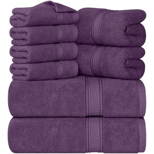 Utopia Towels Plum Ensemble de serviettes, 2 Bain Towels, 2 Main Towels, et 4 Vaisselle, 600 GSM Anneau Spun Coton Très Absorbant Towels pour salle de bain, douche à