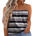 thumbnail image 1 of CHUANK Womens Summer Off Shoulder Leopard Print Bandeau Strapless Blouse Tops, 1 of 3