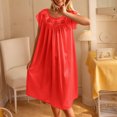 thumbnail image 1 of Sakmal Moomoo Rafraîchissant Nuisette pour Femmes Rouge Longueur Genou Mignonne Chemise de Nuit Florale à Manches Courtes pour Femmes, 1 of 9