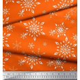 thumbnail image 3 of Soimoi Orange Viscose Chiffon Fabric Snow Flakes Floral Printed Fabric 1 Yard 42 Inch Wide, 3 of 5