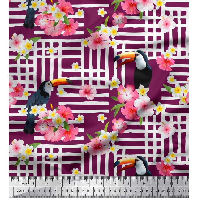 Soimoi Poly Georgette Fabric Dot & Pretzels Food Print Sewing Fabric Yard 52 Inch Wide