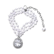 Heavy Duty Metal Cuban Link Pearl Chain Necklace for Medium and Large Breed Dogs Chew Proof Pet Accessory