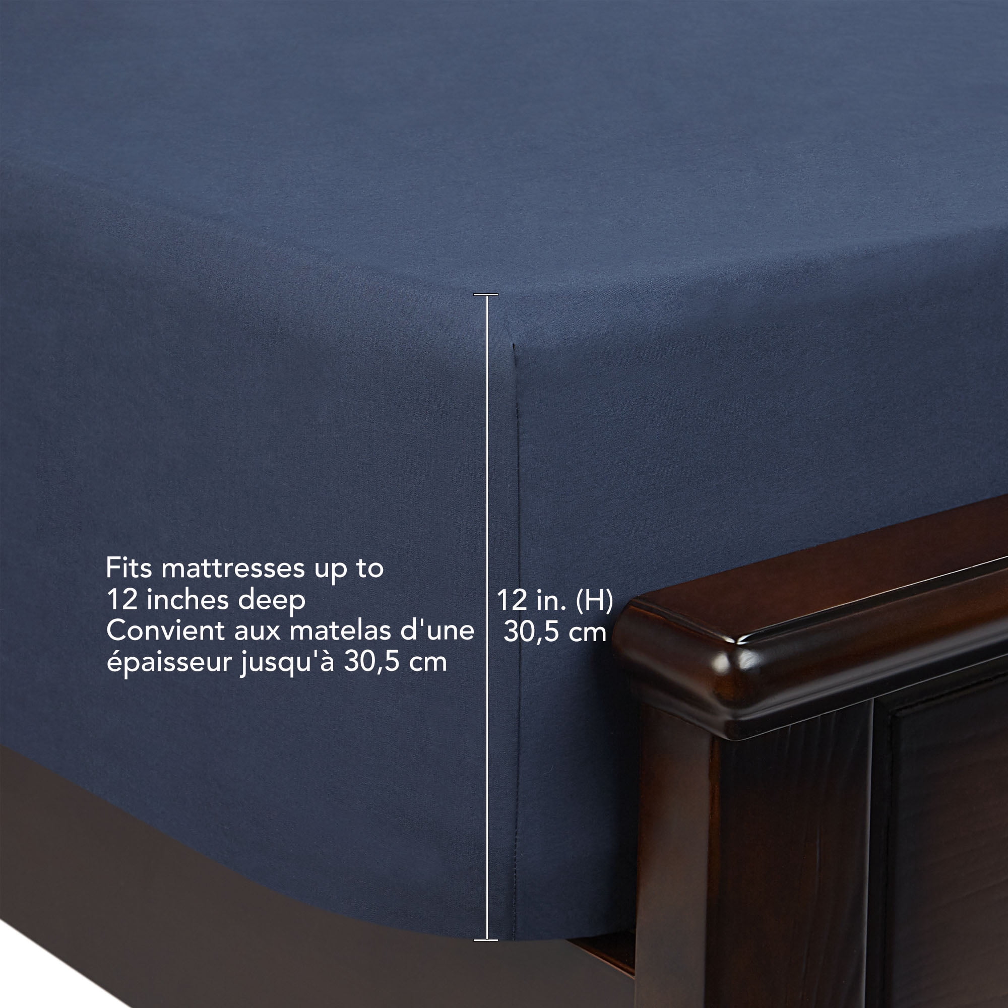 Drap-housse bleu foncé Mainstays, grand