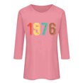 thumbnail image 2 of Uootdi Hauts pour Femmes Manches 3/4 Col Ras du Cou 1976 Imprimé Arc-en-Ciel Rétro Coupe Décontractée T-Shirts Nostalgiques pour Escapade d'Été Cadeau, 2 of 4