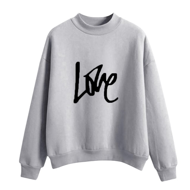 CEHVOM Femmes Mode Décontractée Imprimé Col Rond Ample Manches Longues Hauts Courts Blouse Chandails Sans Capuche Liquidation