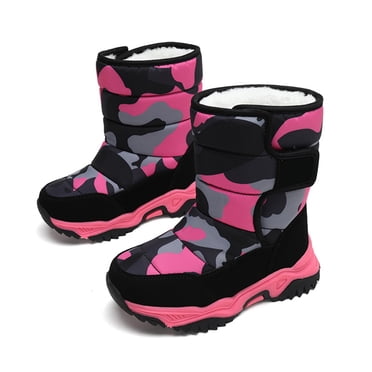 NOKIO Kids Girls Boys Snow Boots Child Warm Winter Water-proof Outdoor Lightweight Cold Weather Flece Lined Boots for 4 To 14 Years Non-Slip