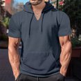 thumbnail image 2 of Birdeem Blouse à Capuche pour Hommes Chemise de Sport Unie avec Boutons Col Rond Manches Courtes, 2 of 12